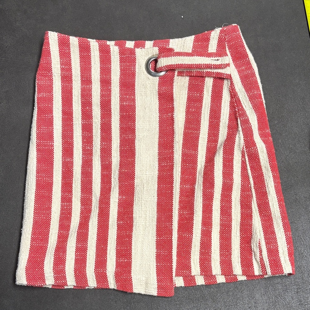 Red and White Striped Skirt